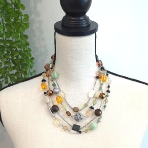 EUC Lia Sophia Aloha Four Strand Layered Necklace – Earth Tones